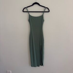 Superdown Slim Slip Midi Dress in Sage Green